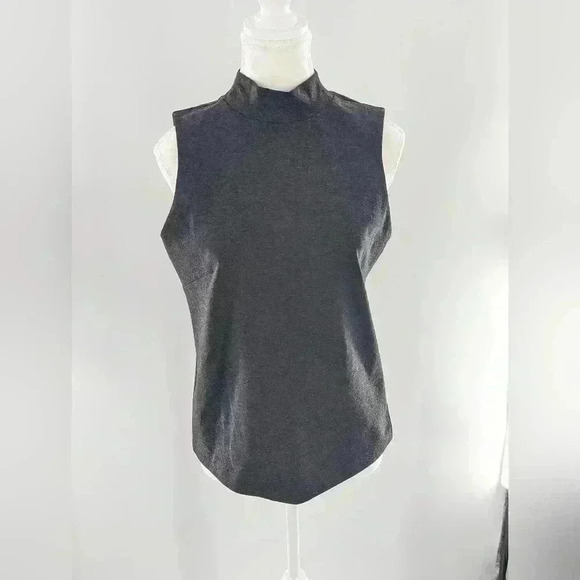 J Crew 365 Mock Neck Sleeveless Top Small Dark Charcoal Gray Business Casual - Picture 1 of 13